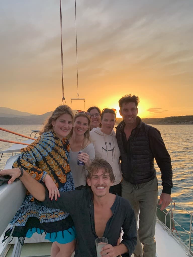 Feel.Travel group on a sailboat at sunset in Sicily